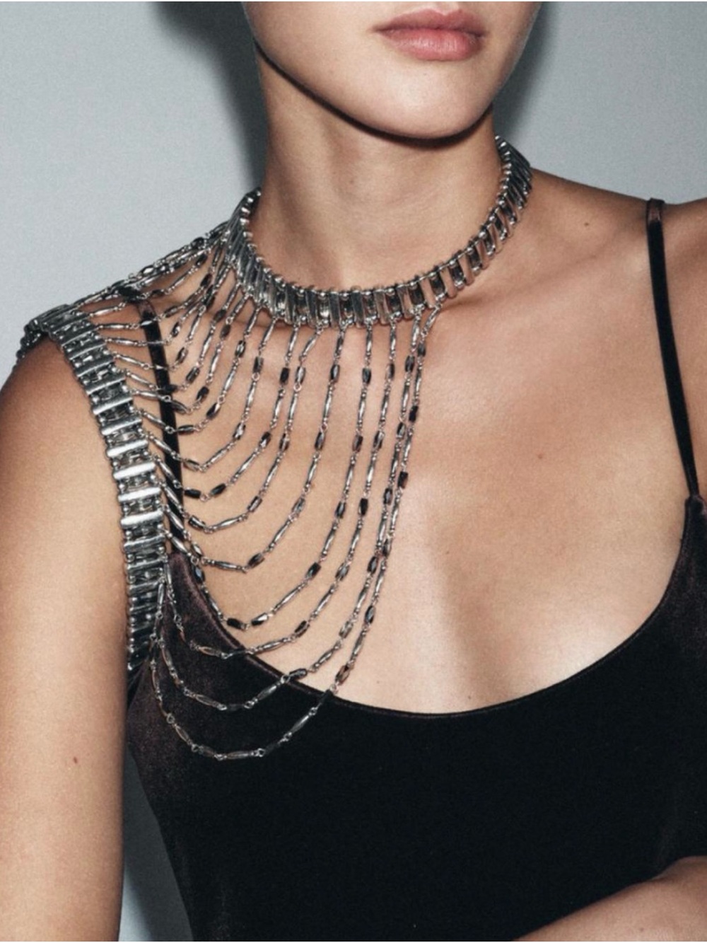NWT- Zara- Beaded Multi-Chain Shoulder Necklace